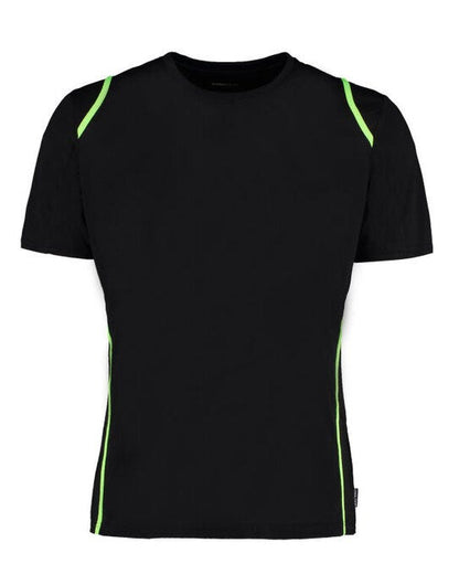 Kustom Kit Mens Cooltex Contrast Tee - Black/Flourescent Lime