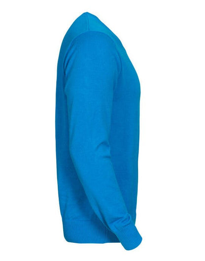 Printer Essentials Printer Forehand Knitted V Neck Sweater - Ocean Blue