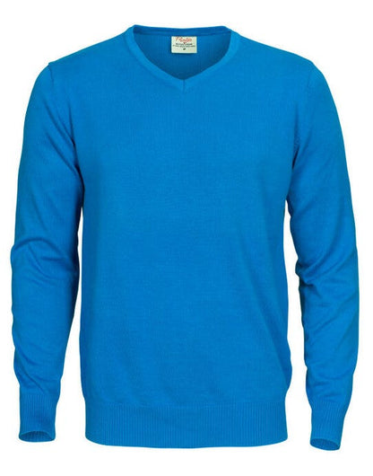 Printer Essentials Printer Forehand Knitted V Neck Sweater - Ocean Blue