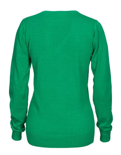 Printer Essentials Printer Ladies Forehand Knitted V Neck - Fresh Green