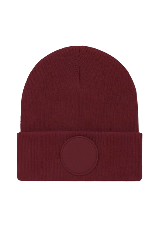 Circular Patch Beanie - Maroon