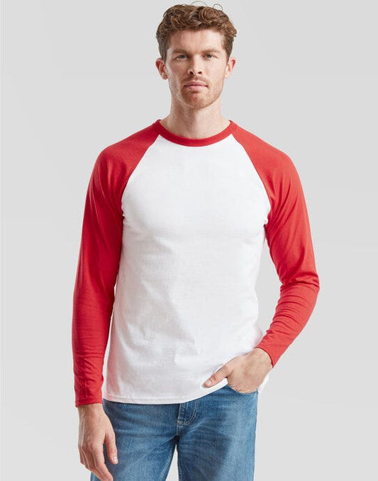 Fruit Of The Loom FOTL Mens Valueweight LS Baseball T