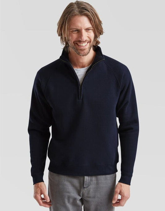 Fruit Of The Loom FOTL Mens Premium Zip Neck Sweat