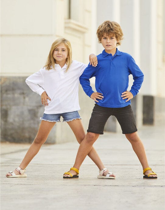 Fruit Of The Loom FOTL Kids 65/35 Long Sleeve Polo