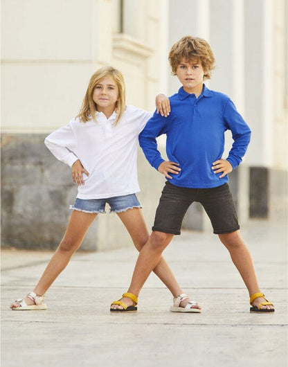Fruit Of The Loom FOTL Kids 65/35 Long Sleeve Polo