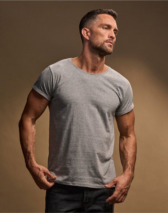 Tee Jays Mens Roll Up Sleeve Tee