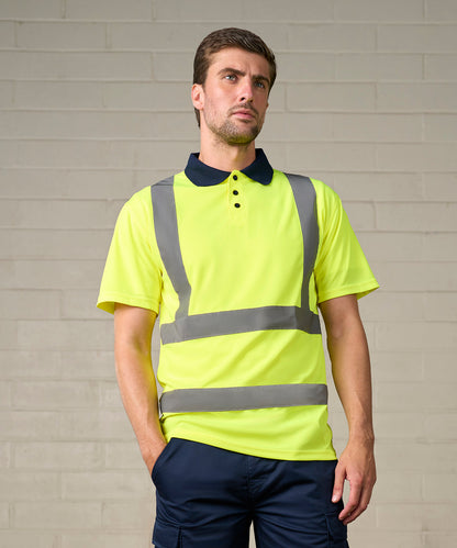 High visibility polo - HV Yellow/Navy