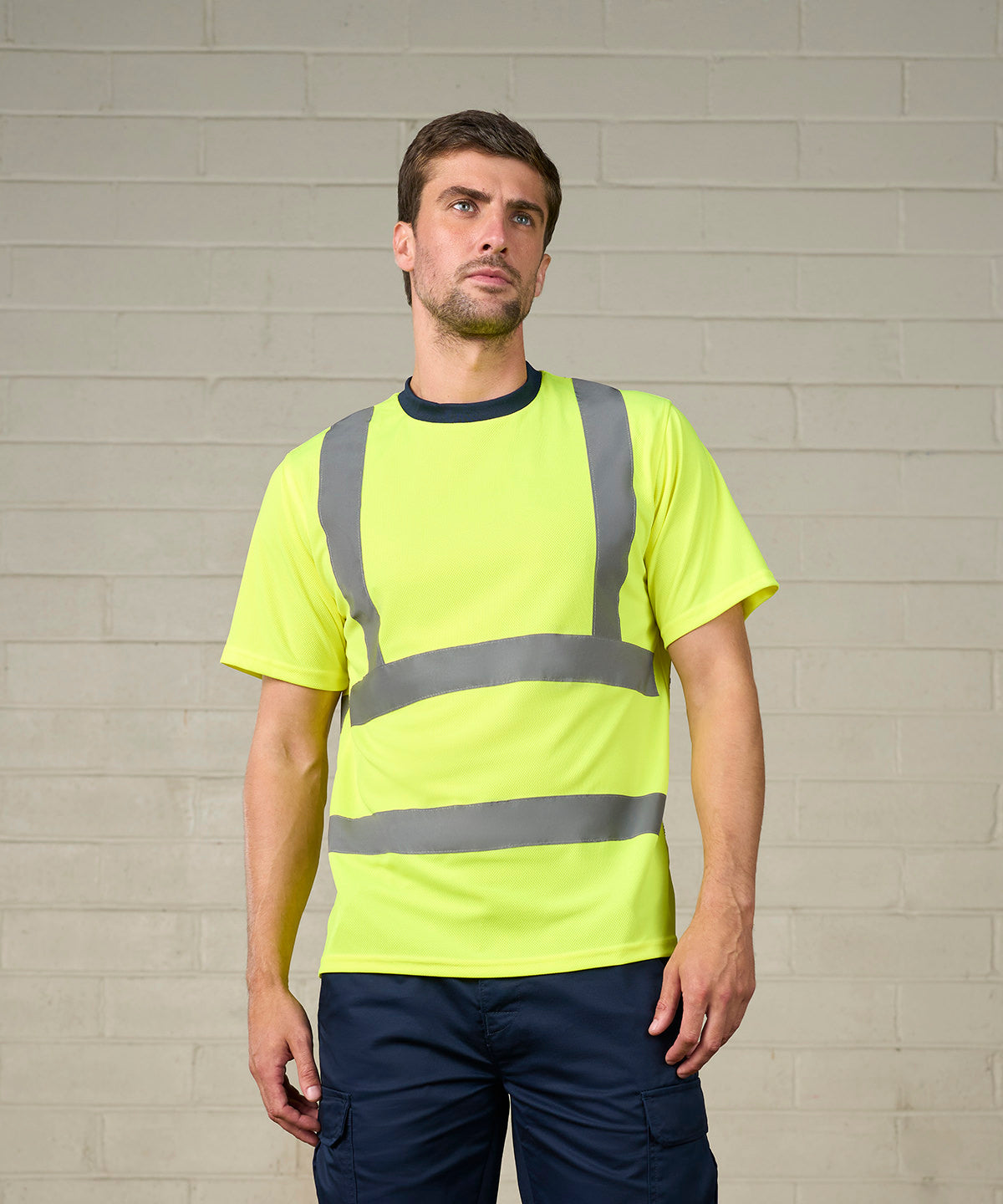 High visibility t-shirt - HV Yellow/Navy