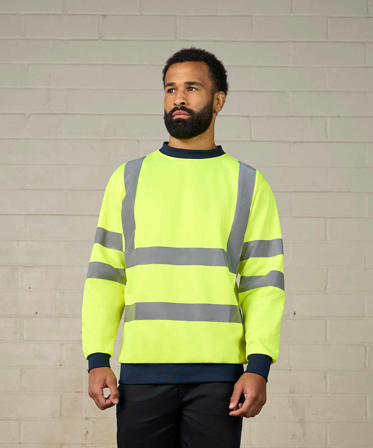 High visibility sweatshirt - HV Yellow/Navy