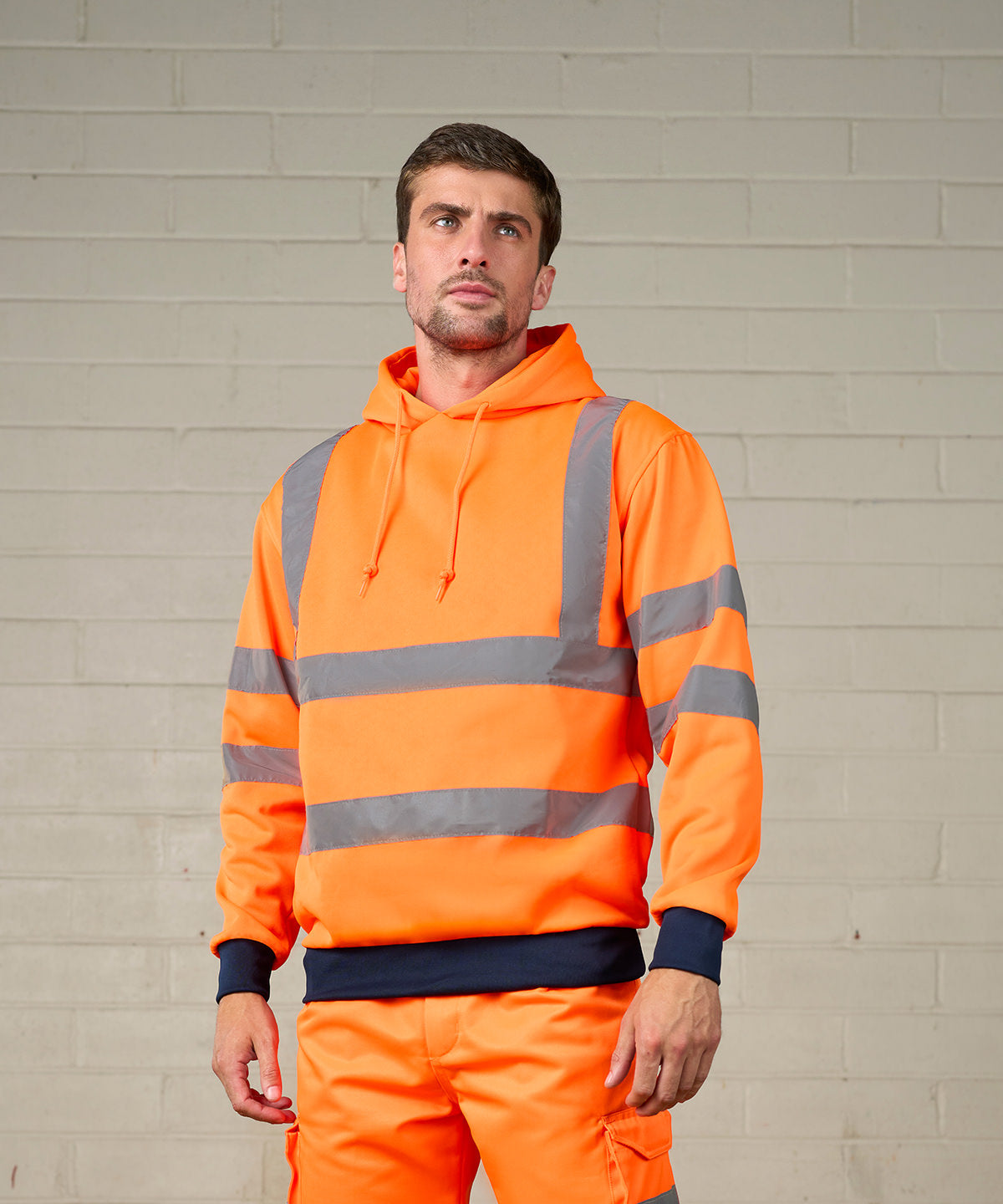 High visibility hoodie - HV Yellow/Navy
