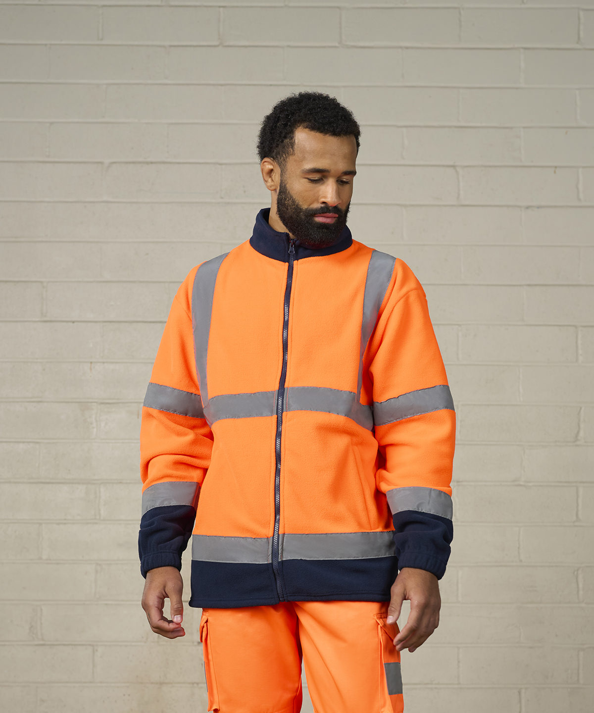 High visibility full-zip fleece - HV Yellow/Navy