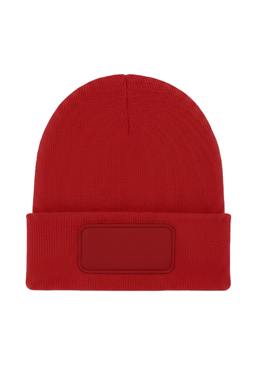 Rectangular Patch Beanie - Red