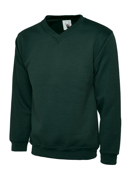 Childrens V Neck Sweatshirt - Bottle Green