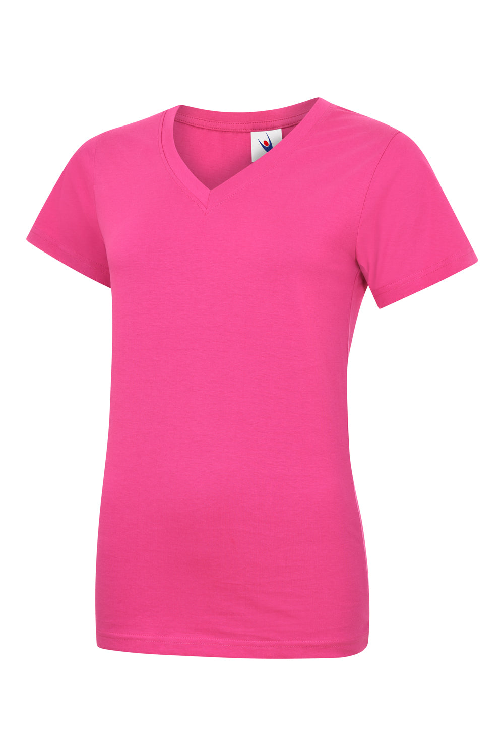 Ladies Classic V Neck T Shirt - Hot Pink