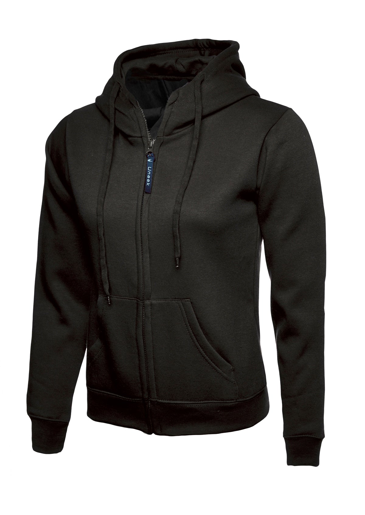 Ladies Classic Full Zip Hooded Sweatshirt - Black
