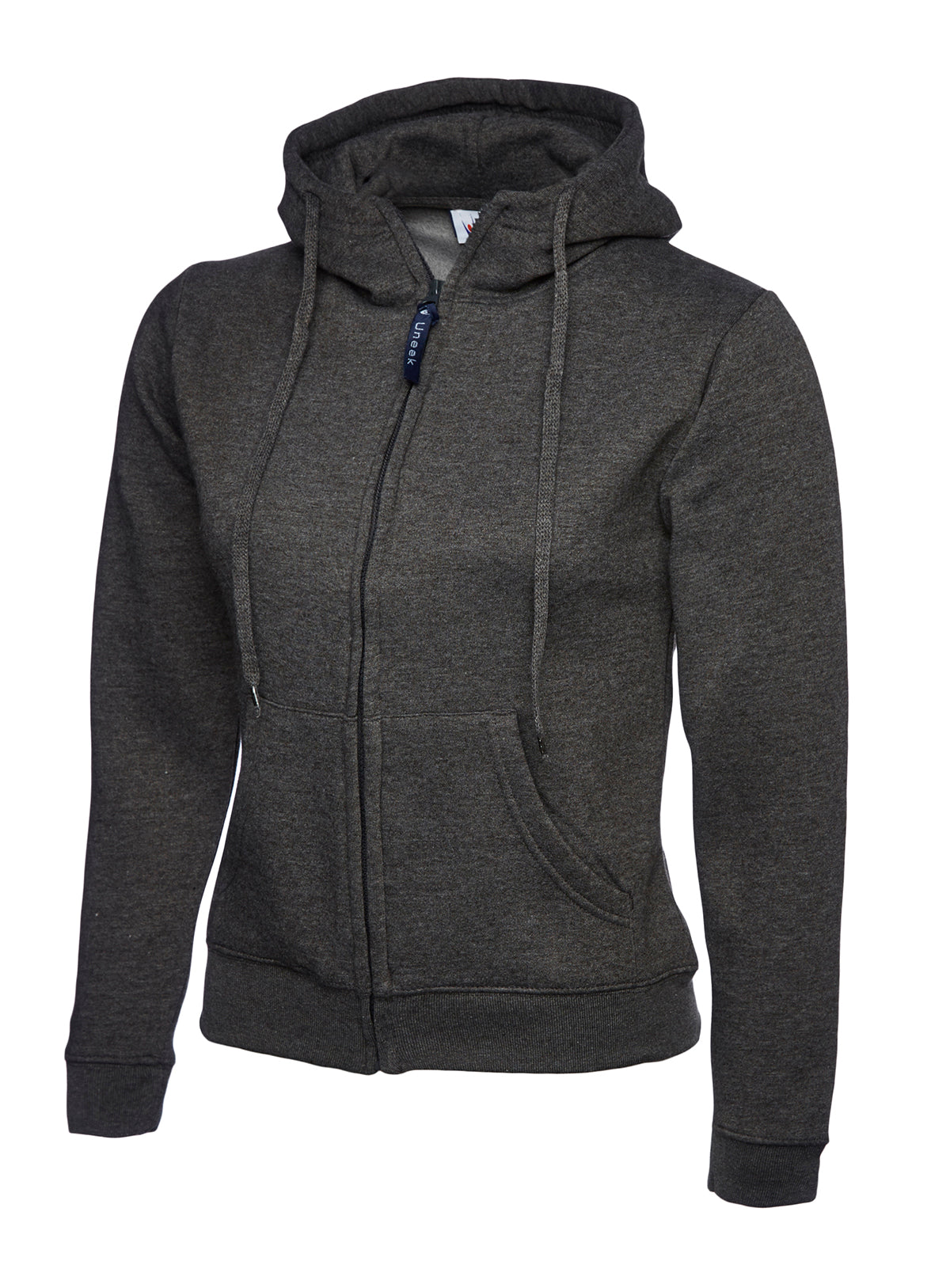 Ladies Classic Full Zip Hooded Sweatshirt - Charcoal