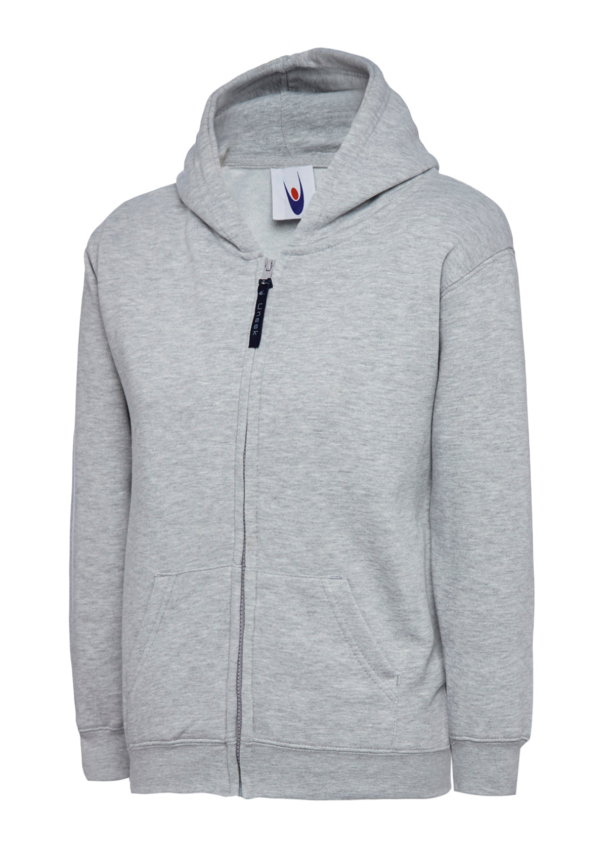 Childrens Classic Full Zip Hooded Sweatshirt - Heather Grey