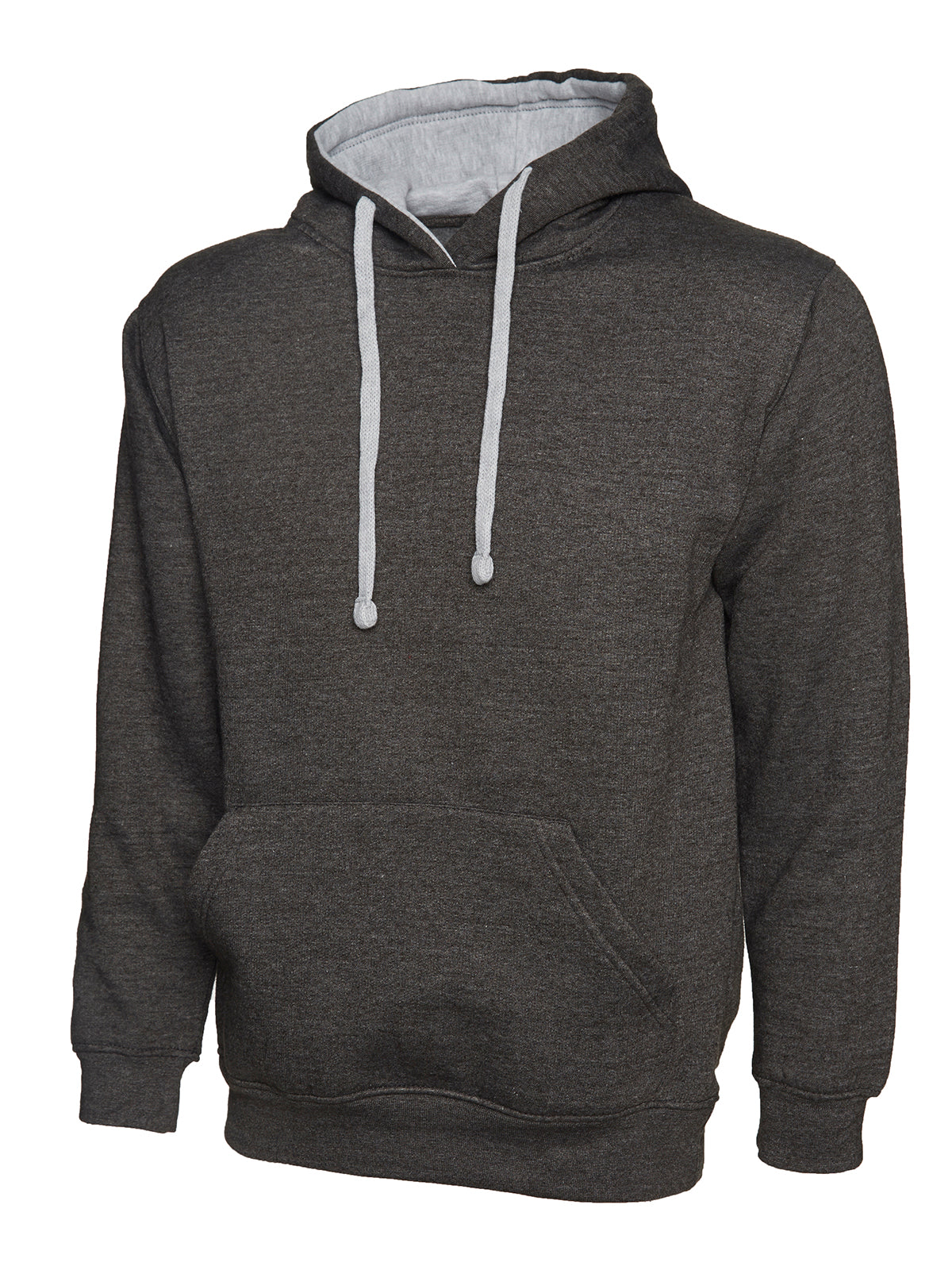 Contrast Hooded Sweatshirt - Charcoal/Heather Grey