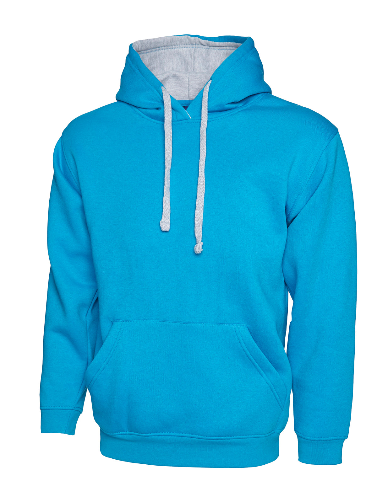 Contrast Hooded Sweatshirt - Sapphire/Heather Grey