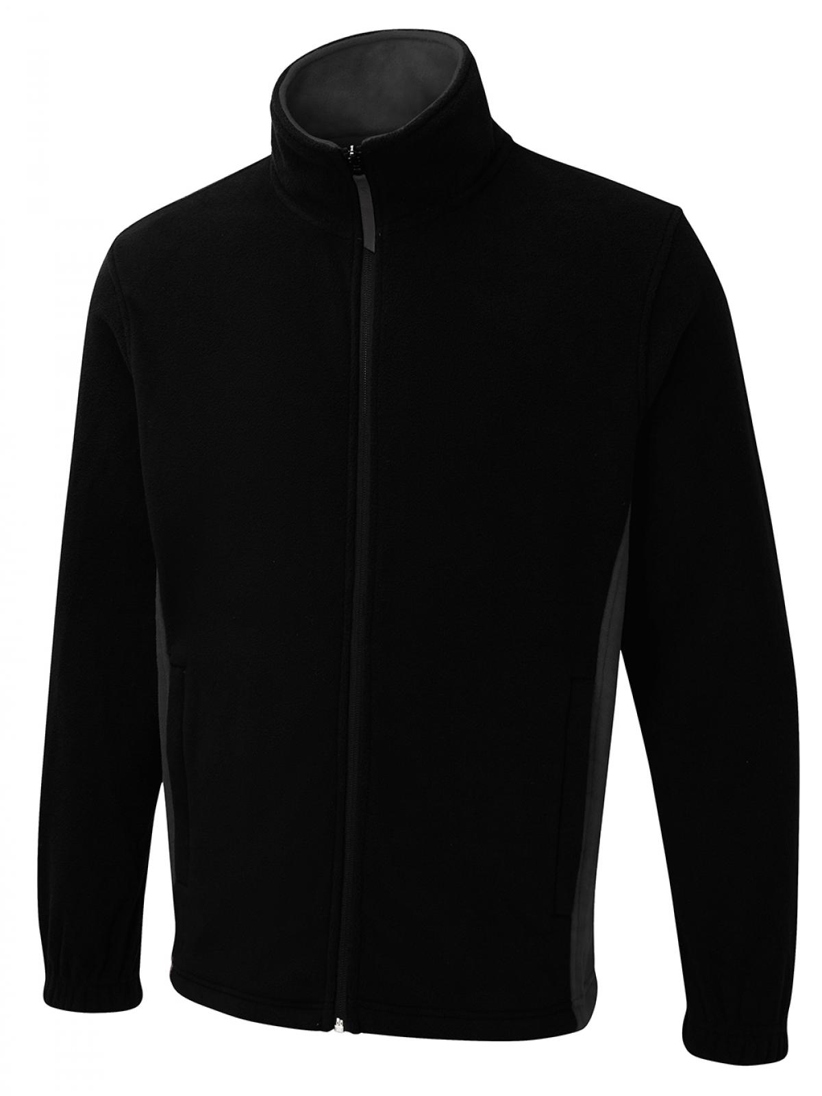 Two Tone Full Zip Fleece Jacket - Black/Charcoal