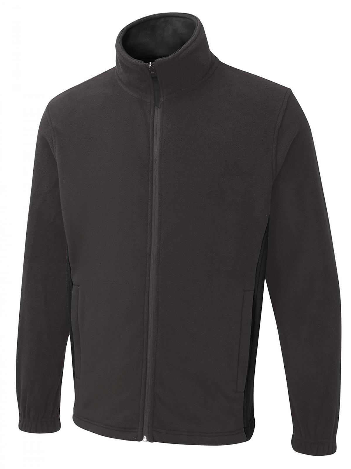 Two Tone Full Zip Fleece Jacket - Charcoal/Black