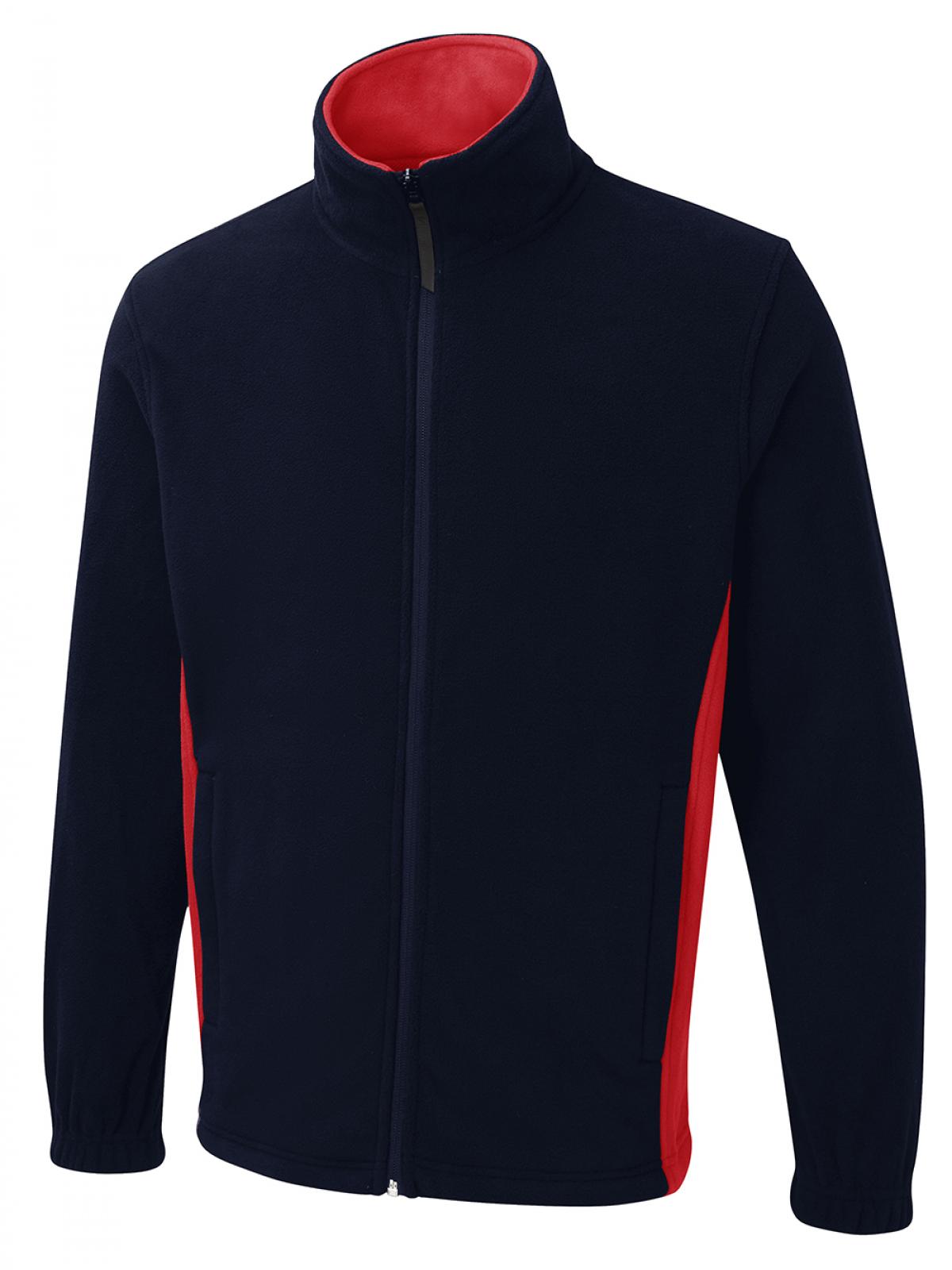 Two Tone Full Zip Fleece Jacket - Navy/Red