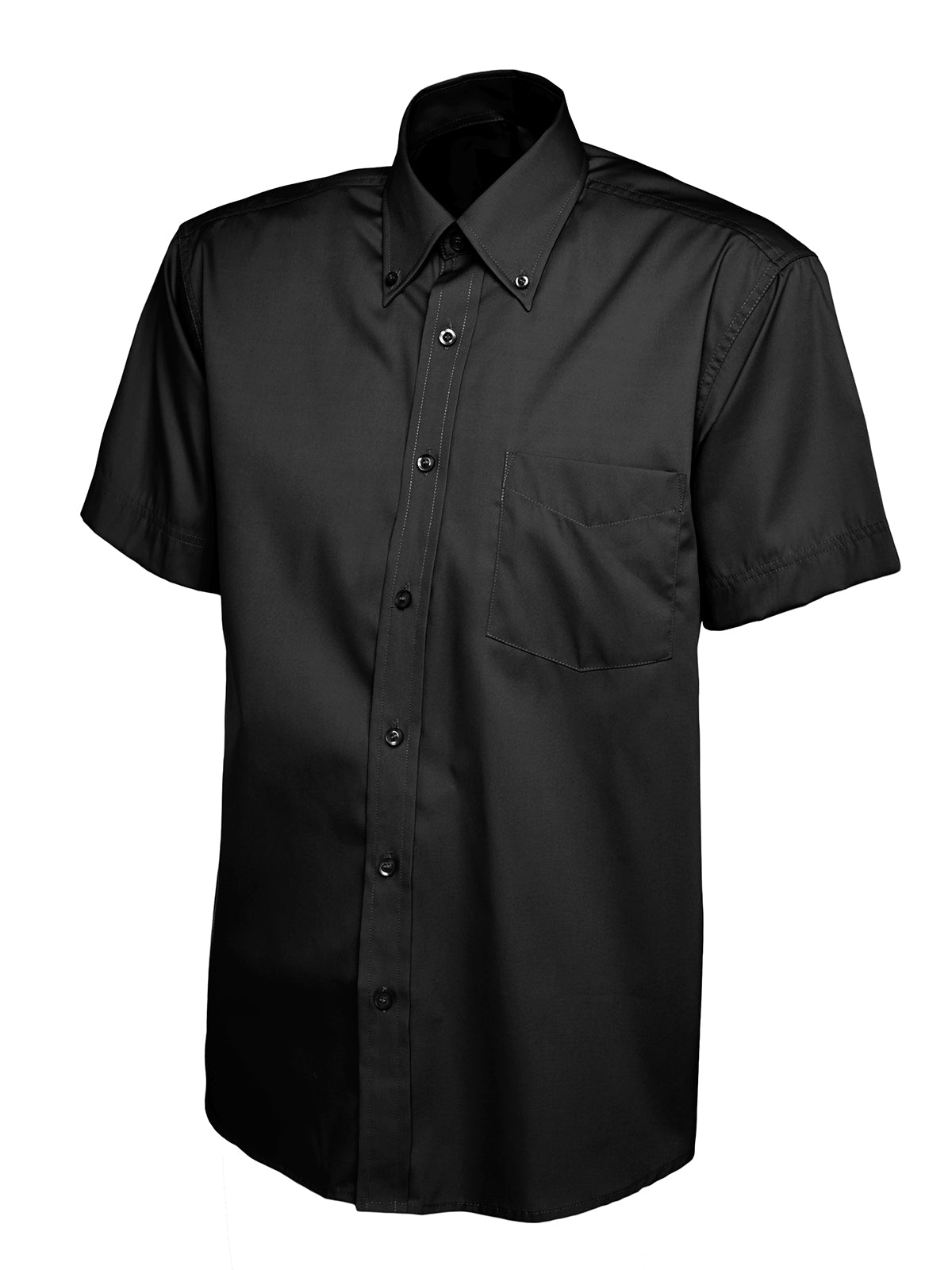 Mens Pinpoint Oxford Half Sleeve Shirt - Black