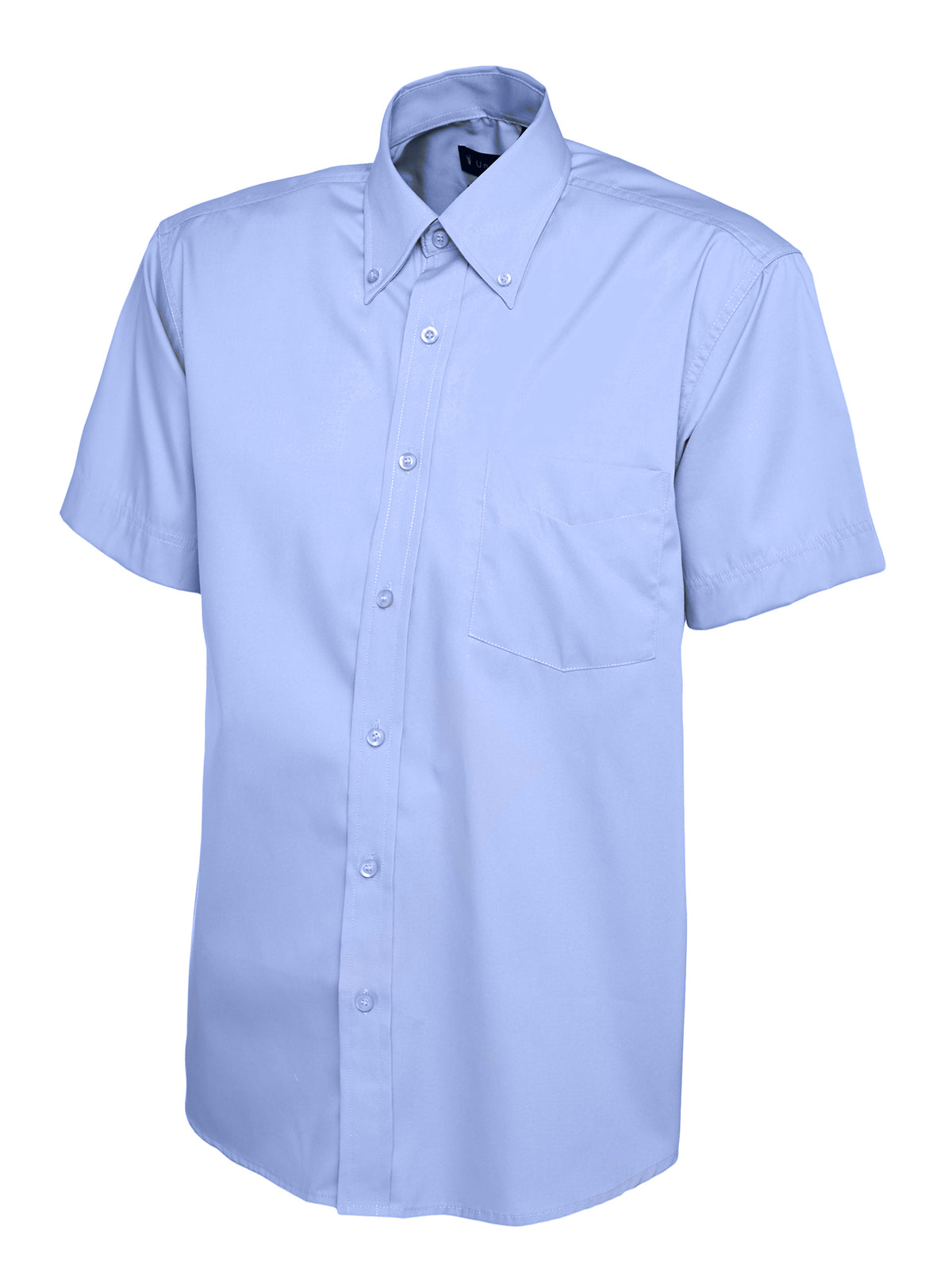 Mens Pinpoint Oxford Half Sleeve Shirt - Mid Blue