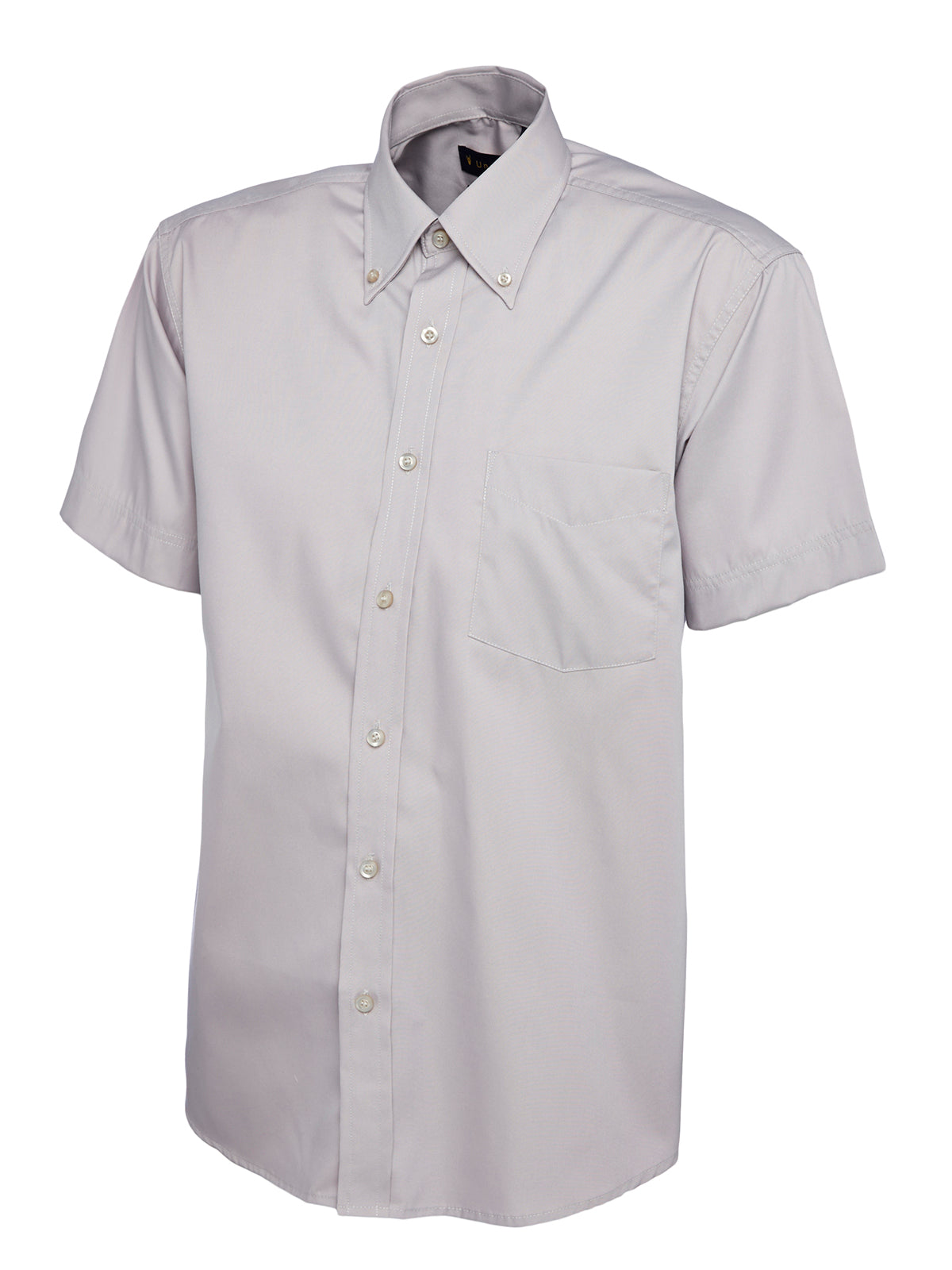 Mens Pinpoint Oxford Half Sleeve Shirt - Silver Grey