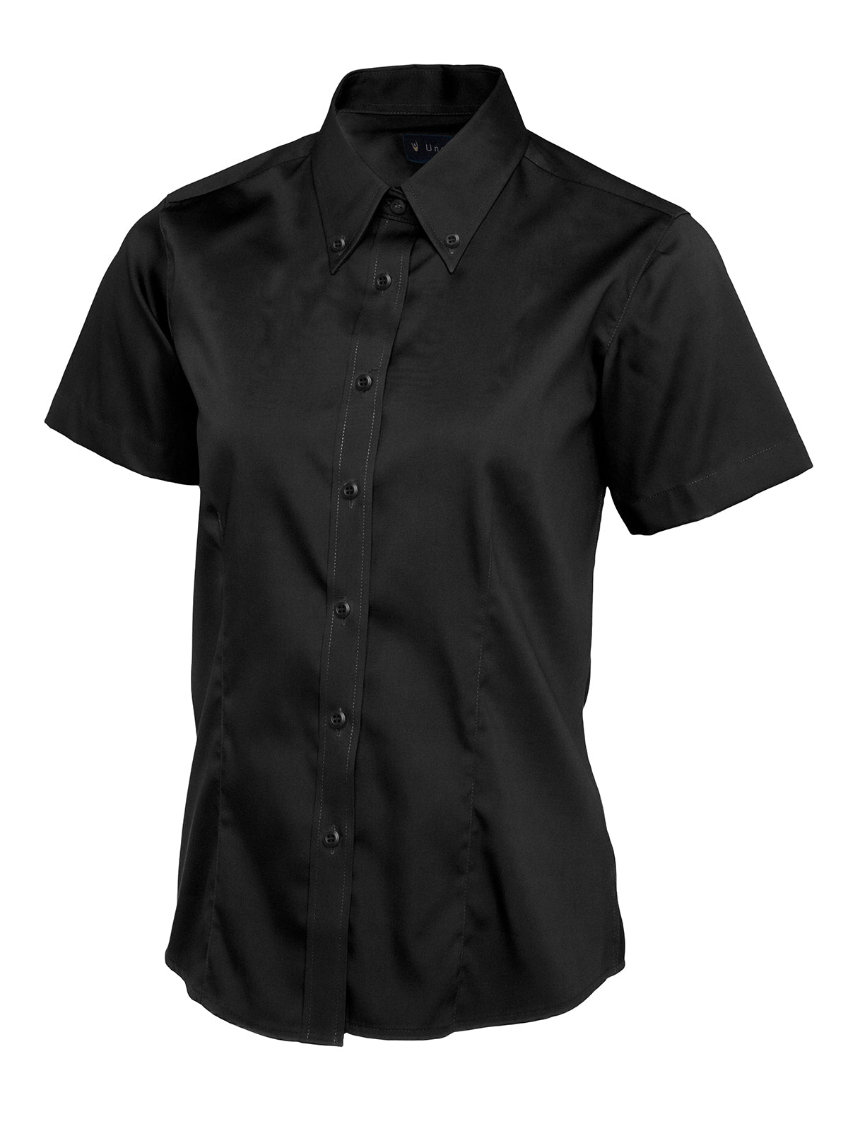 Ladies Pinpoint Oxford Half Sleeve Shirt - Black