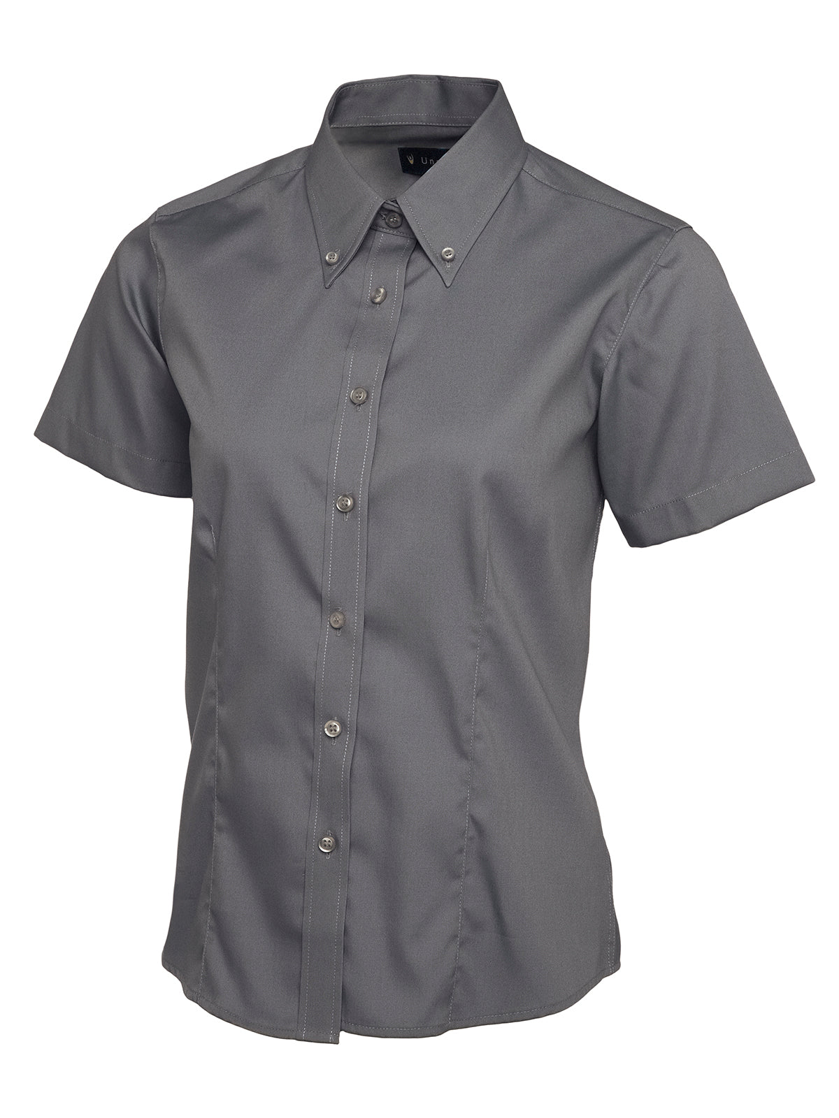 Ladies Pinpoint Oxford Half Sleeve Shirt - Charcoal