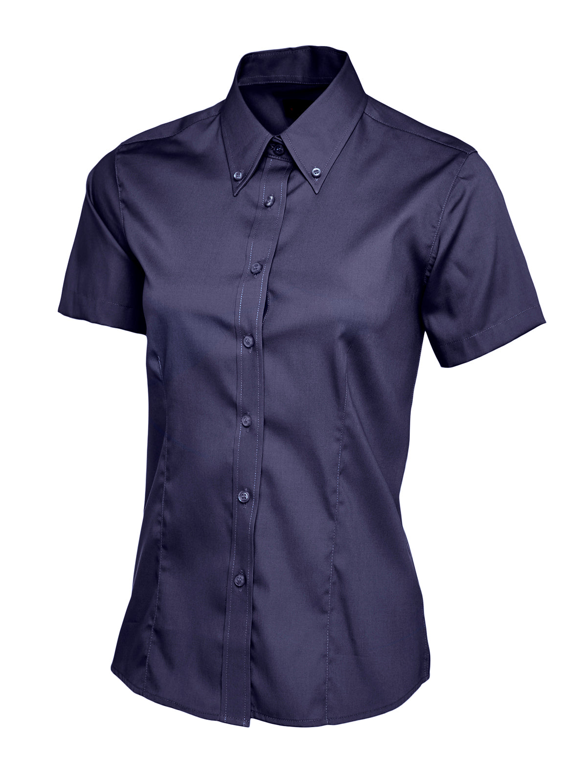 Ladies Pinpoint Oxford Half Sleeve Shirt - Navy