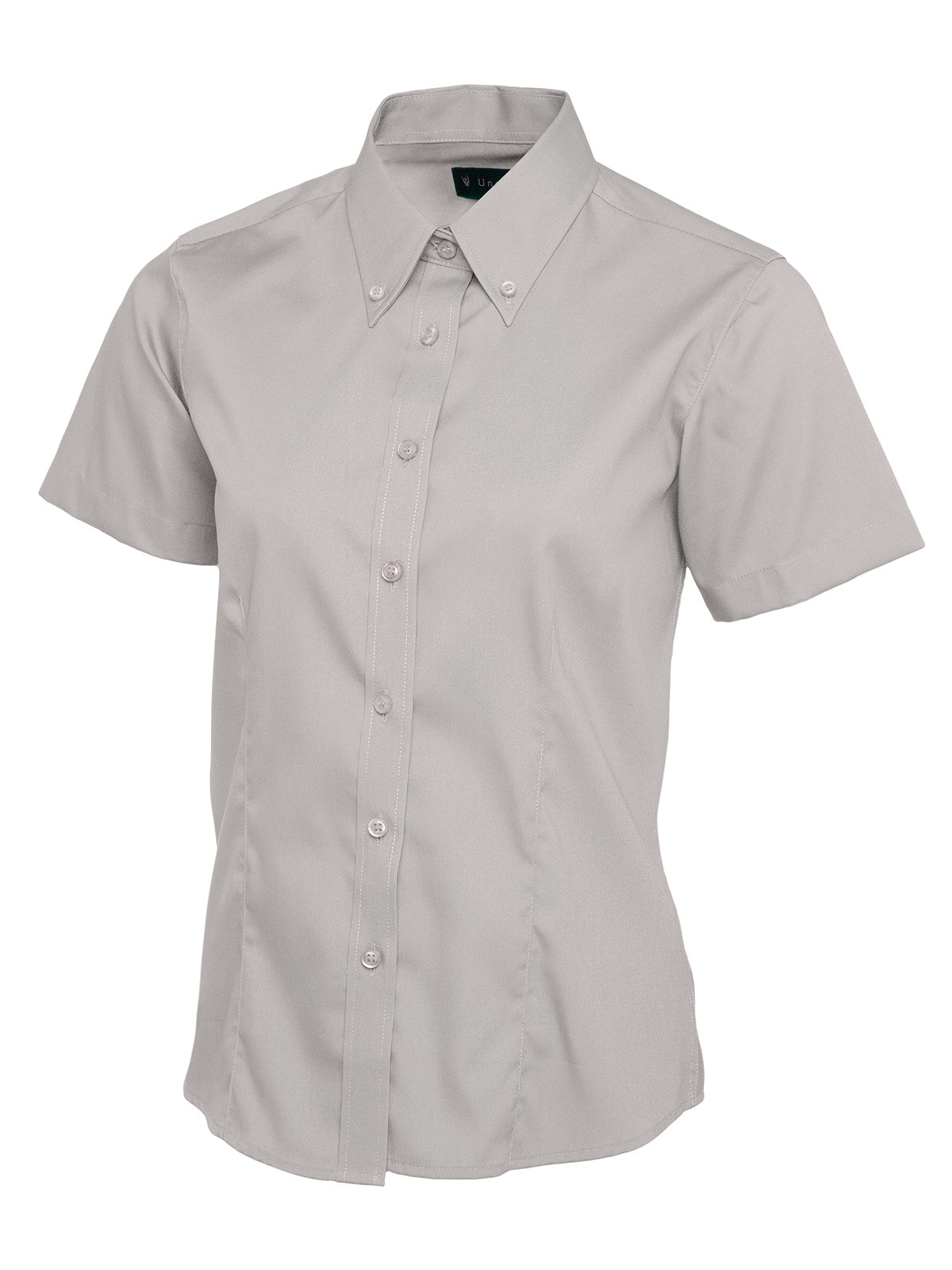 Ladies Pinpoint Oxford Half Sleeve Shirt - Silver Grey