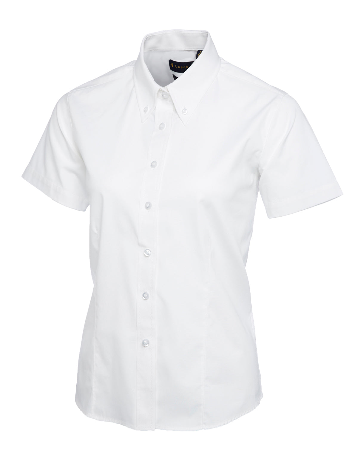 Ladies Pinpoint Oxford Half Sleeve Shirt - White
