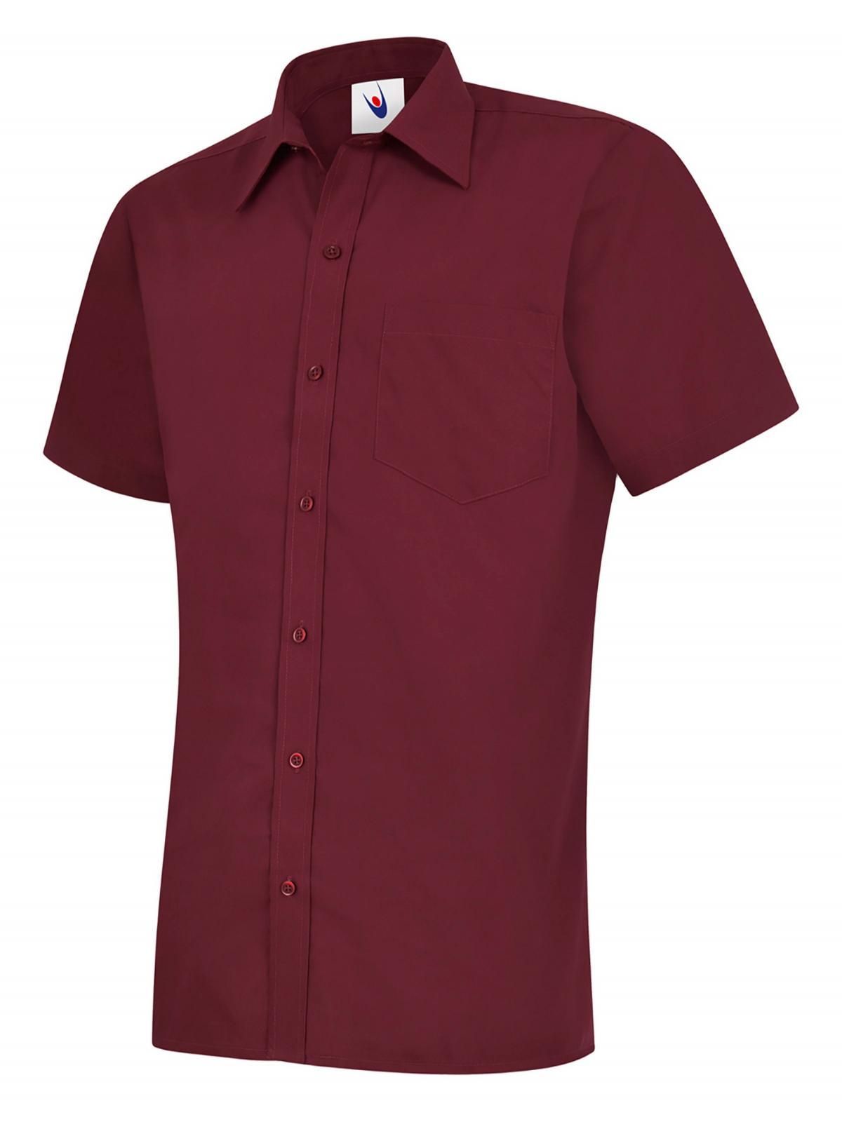 Mens Poplin Half Sleeve Shirt - Burgundy