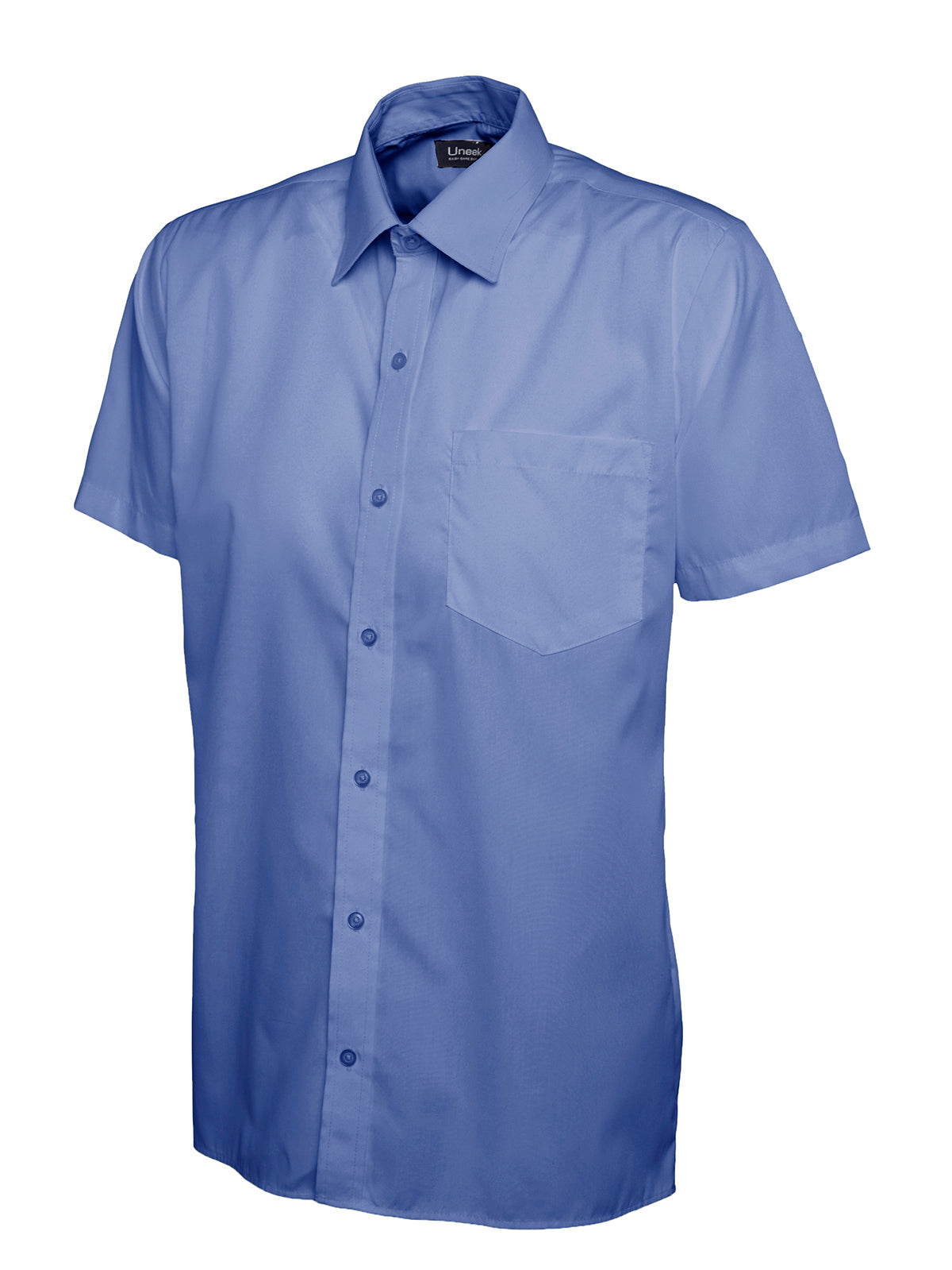 Mens Poplin Half Sleeve Shirt - Mid Blue
