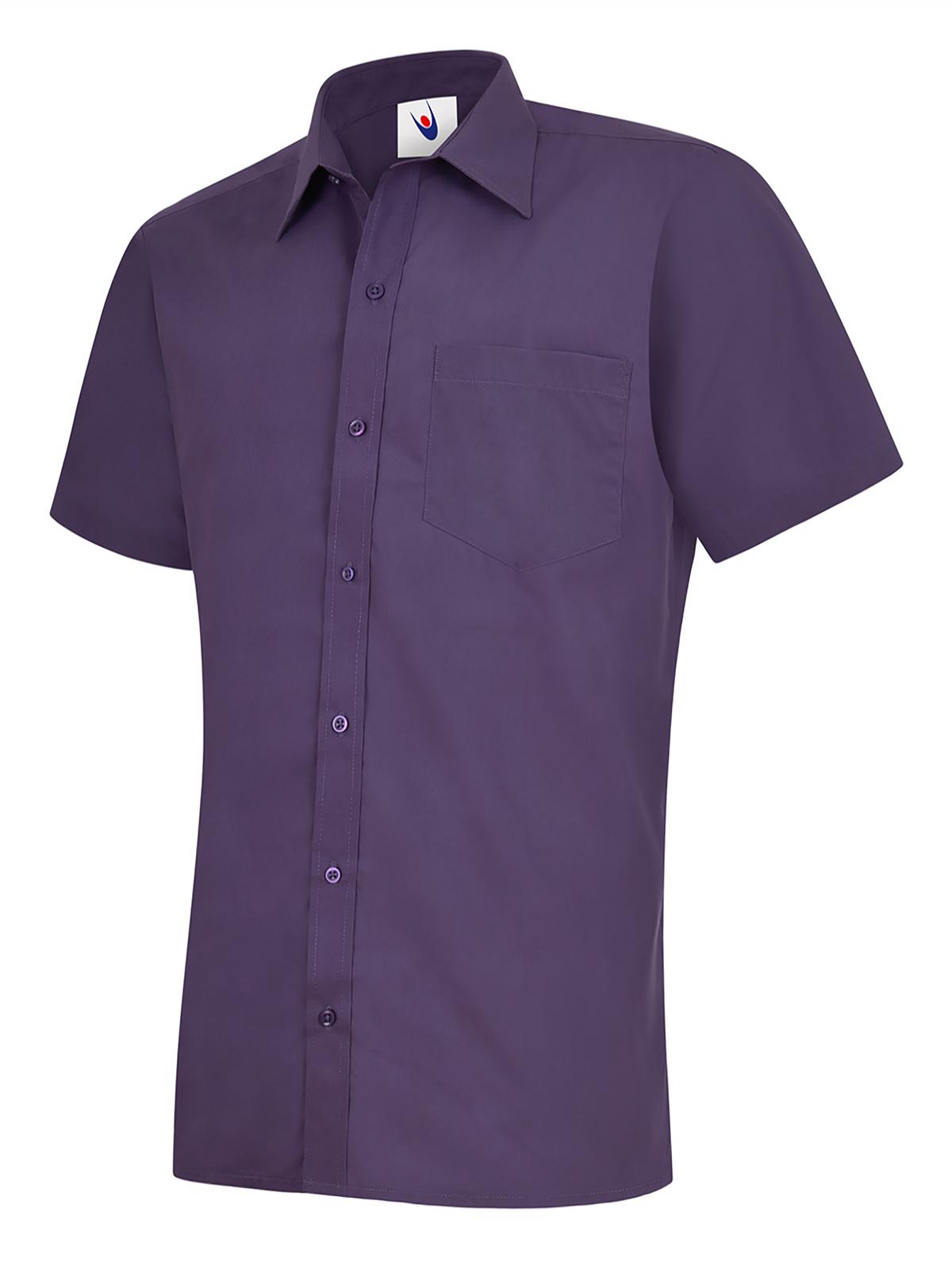 Mens Poplin Half Sleeve Shirt - Purple