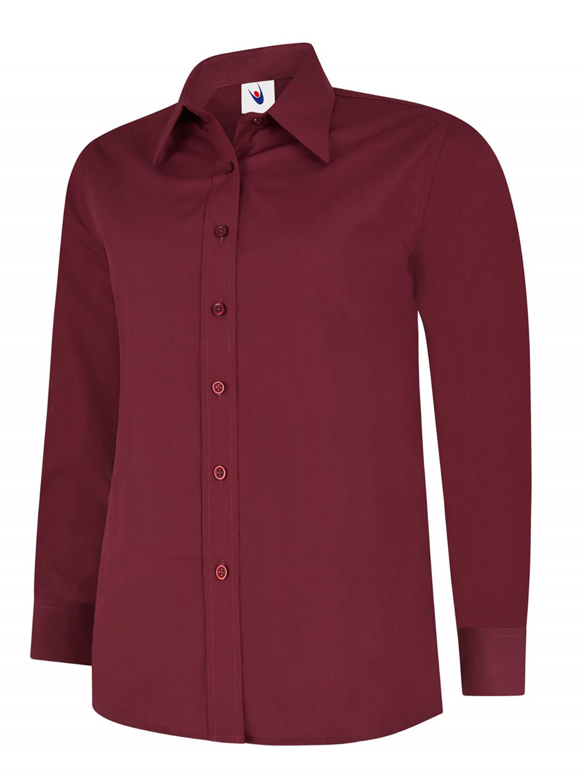 Ladies Poplin Full Sleeve Shirt - Burgundy