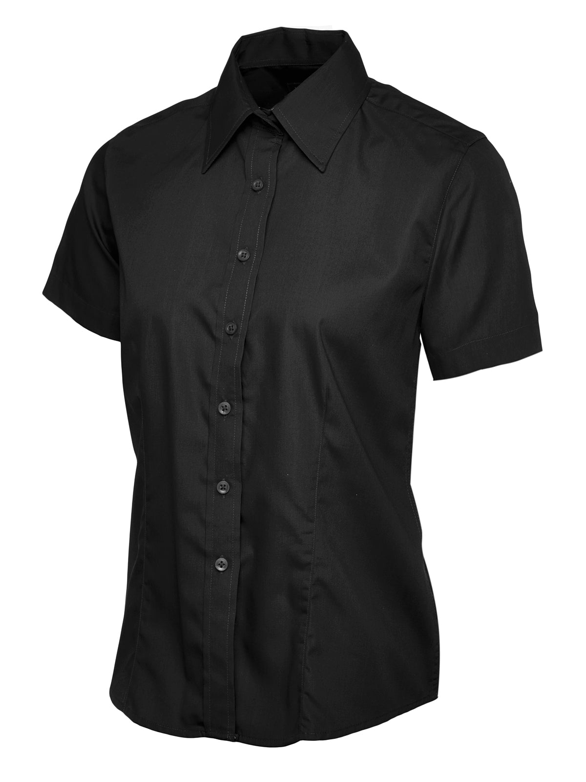 Ladies Poplin Half Sleeve Shirt - Black