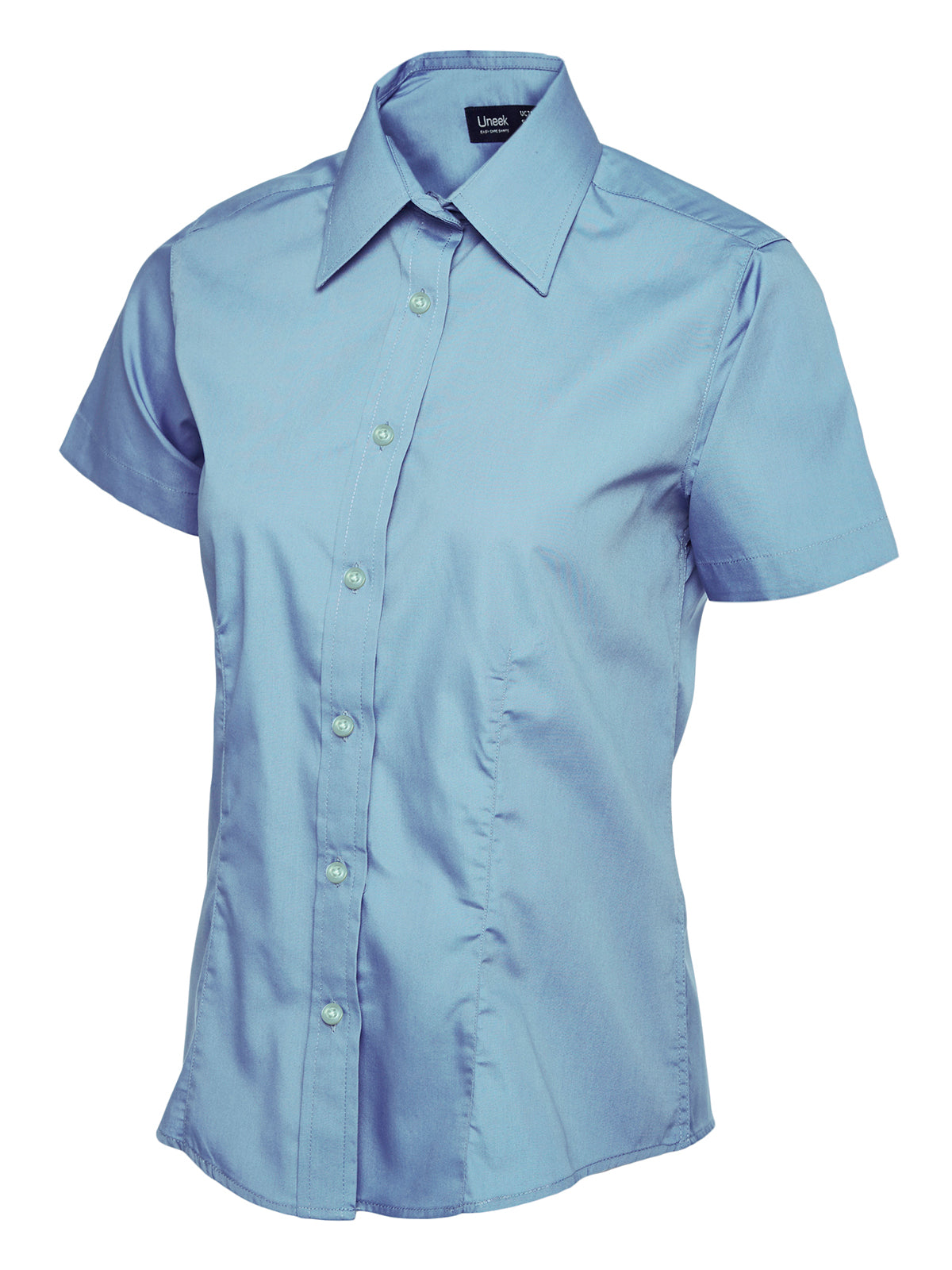 Ladies Poplin Half Sleeve Shirt - Light Blue