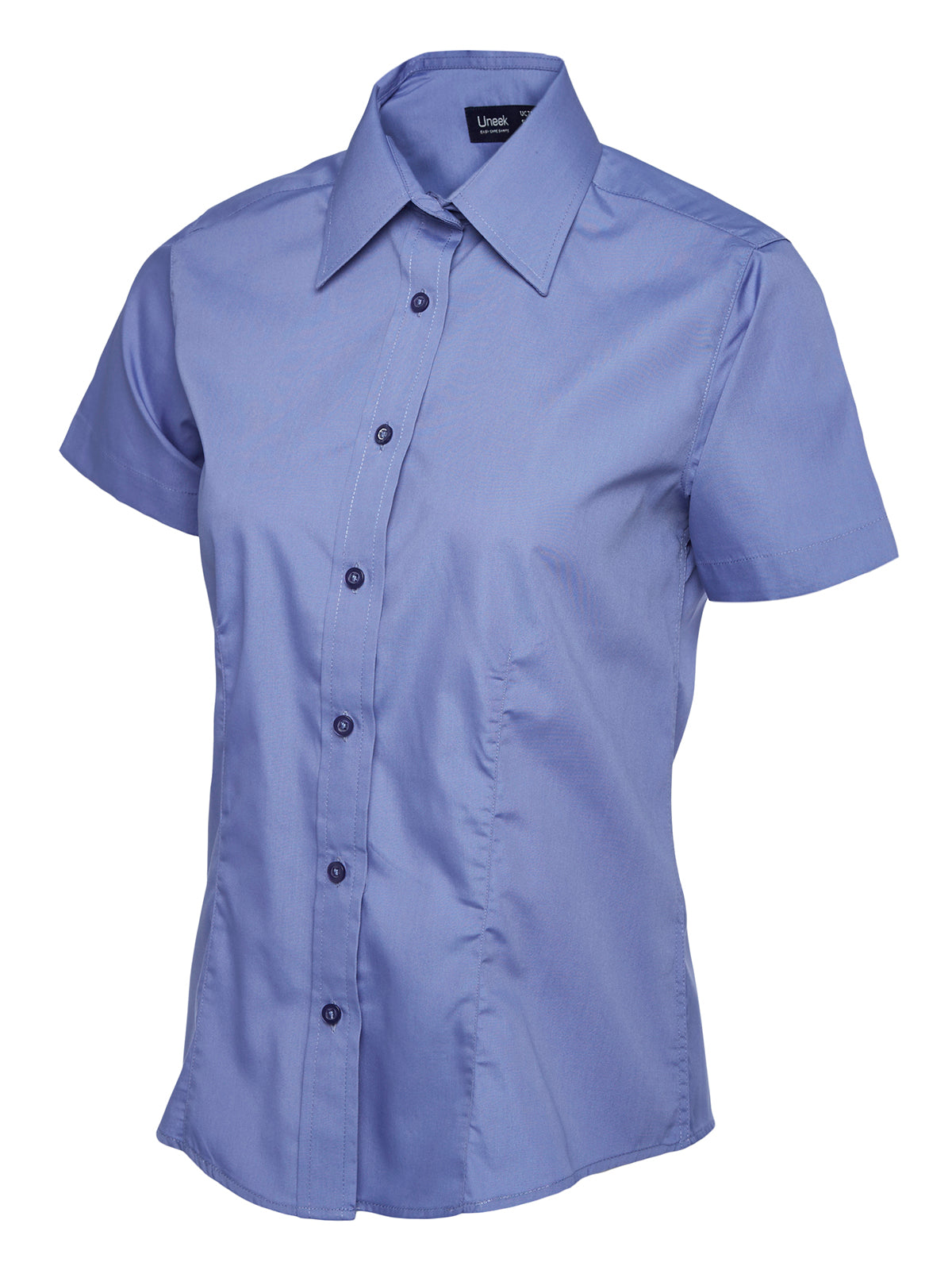 Ladies Poplin Half Sleeve Shirt - Mid Blue