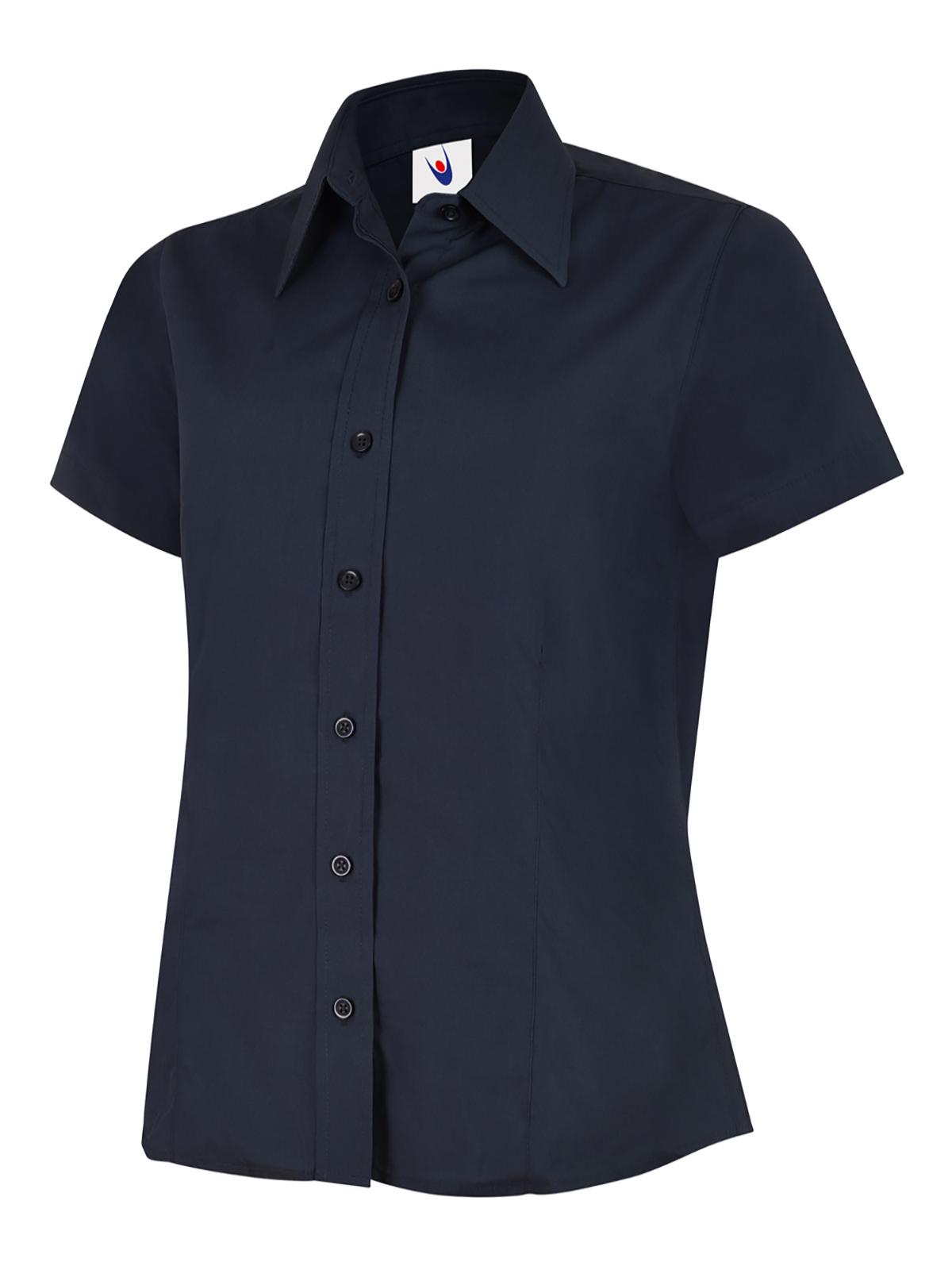 Ladies Poplin Half Sleeve Shirt - Navy