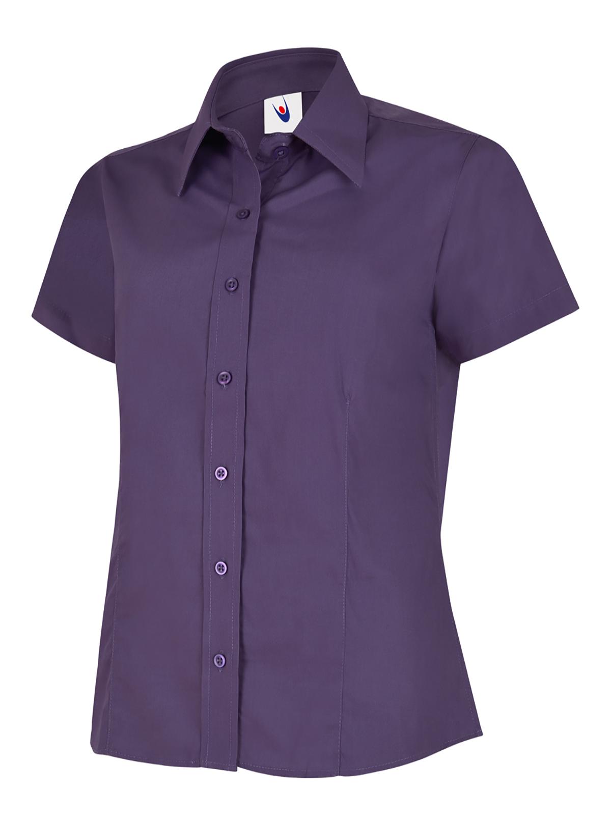 Ladies Poplin Half Sleeve Shirt - Purple