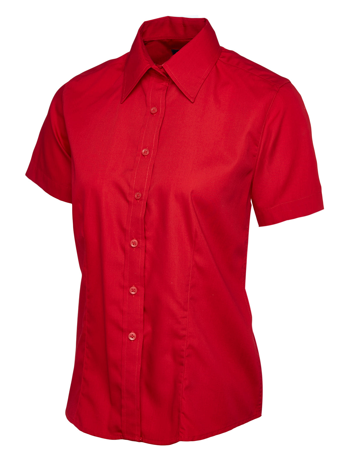 Ladies Poplin Half Sleeve Shirt - Red