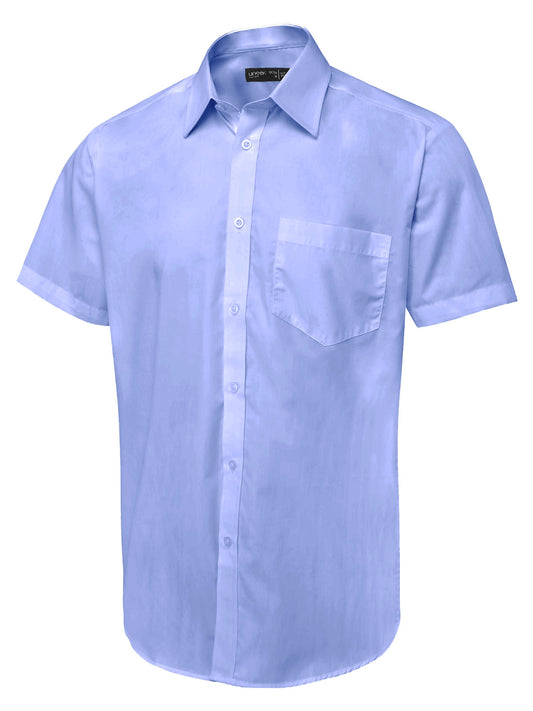 Men's Short Sleeve Poplin Shirt - Mid Blue