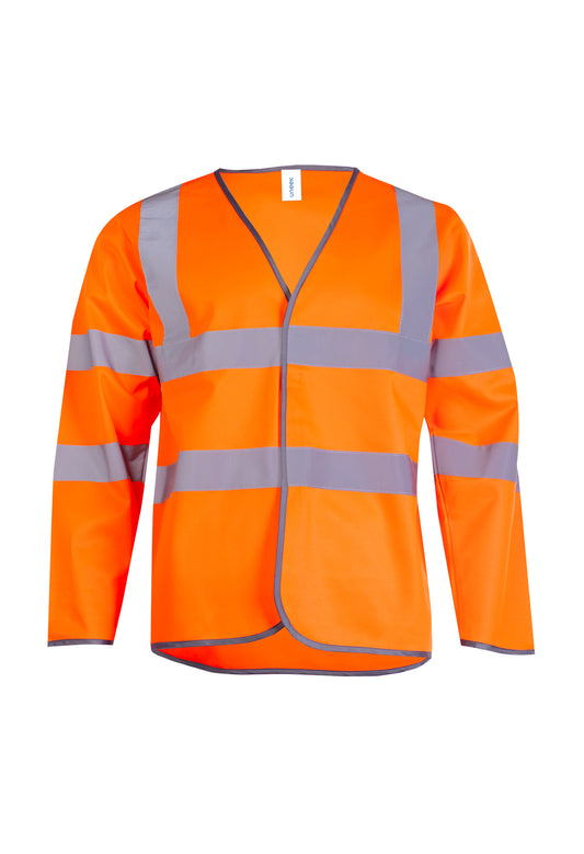 Long Sleeve Safety Waist Coat - Orange